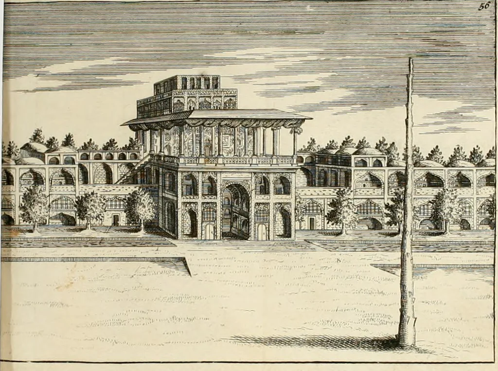 An illustration from Voyage, ou, Relation de l'etat present du royaume de Perse : avec une differtation curieuse fur les murs, religion & gouvernement de cet etat, 1695, leaf 77