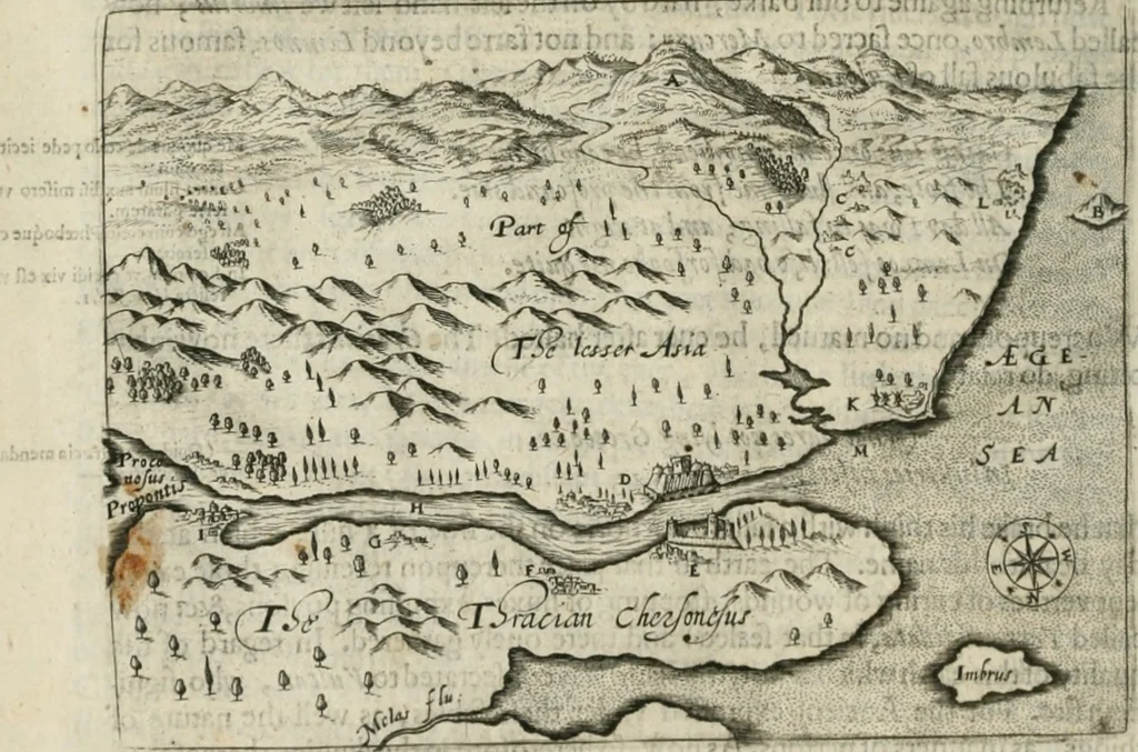 An illustration from A relation of a journey begun An: Dom: 1610. Fovre bookes. Containing a description of the Turkish Empire, of Ægypt, of the Holy Land, of the remote parts of Italy, and ilands adioyning, 1621, leaf 31