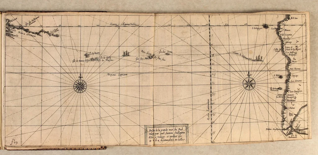 An illustration from The Relation of a wonderfull voiage made by William Cornelison Schouten of Horne. : Shewing how south from the Straights of Magelan, in Terra del-Fuogo: he found and discovered a newe passage through the great South Sea, and that way sayled round about the world. ., 1619, leaf 103