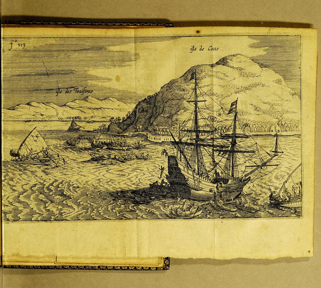 An illustration from The Relation of a wonderfull voiage made by William Cornelison Schouten of Horne. : Shewing how south from the Straights of Magelan, in Terra del-Fuogo: he found and discovered a newe passage through the great South Sea, and that way sayled round about the world. ., 1619, leaf 107