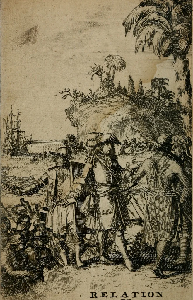 An illustration from Relation ou voyage de l'isle de Ceylan, dans les Indes orientales. Contenant une description exacte de cette isle, la forme de son gouvernement, le commerce, les moeurs, les coûtumes, & la religion de ses habitans:, 1693, leaf 5