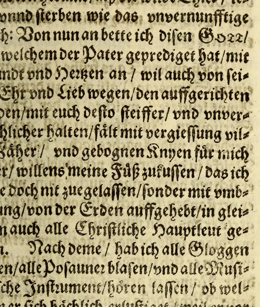An illustration from Relatio. Welche Philippo. IV. König in Hispanien, & c. R.P.F. Ioannes de Santander ... durch R.P.F. Alphonsum de Benavides ... vbergeben lassen. ..., 1634, leaf 101