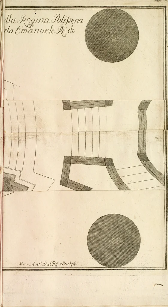 An illustration from Relazione delle solenni esequie celebrate nel Duomo di Milano a Sua Maestà la reina di Sardigna Polissena Giovanna Cristina, 1735, leaf 42