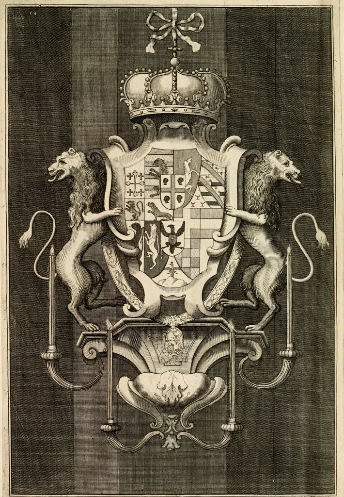 An illustration from Relazione delle solenni esequie celebrate nel Duomo di Milano a Sua Maestà la reina di Sardigna Polissena Giovanna Cristina, 1735, leaf 44