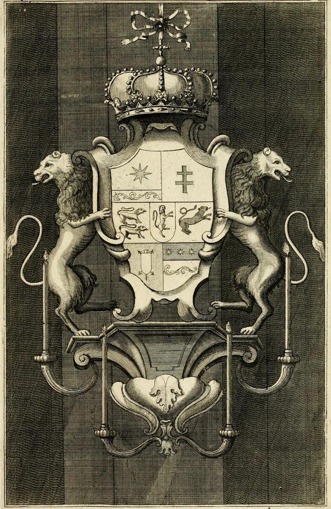 An illustration from Relazione delle solenni esequie celebrate nel Duomo di Milano a Sua Maestà la reina di Sardigna Polissena Giovanna Cristina, 1735, leaf 46