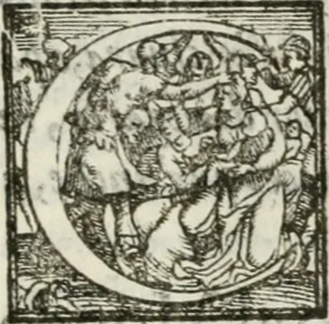 An illustration from Relazione del torneo a cauallo, e a piedi : fatto questo carneuale in Ferrara per ordine dell'Accademia : doue s'intende il grande apparato, e la marauigliosa inuenzione del sig. Enzo Bentiuogli nel comparire a mantenerlo : con la descrizione delle pompose liuree de' caualieri combattenti, 1612, leaf 10