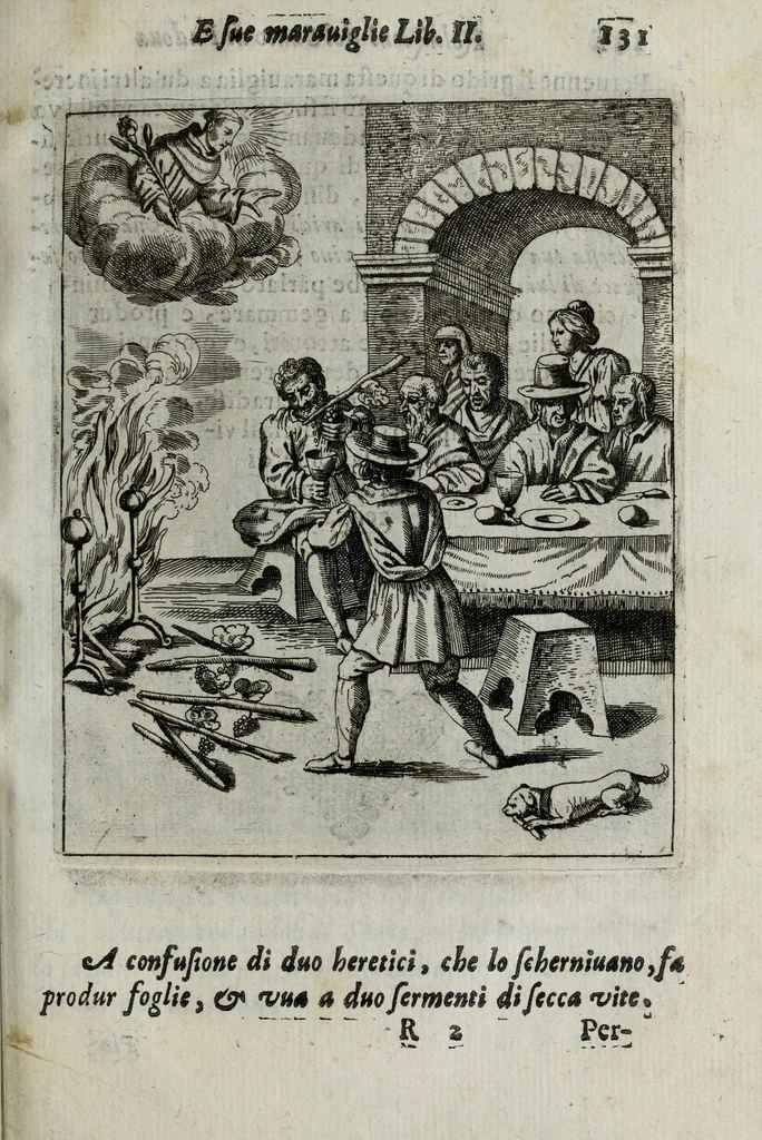 An illustration from Relazioni del gran santo di Padoua Antonio, e dell' alte sue marauiglie, così auanti come doppo morte, diuise in duo libri, 1654, leaf 157