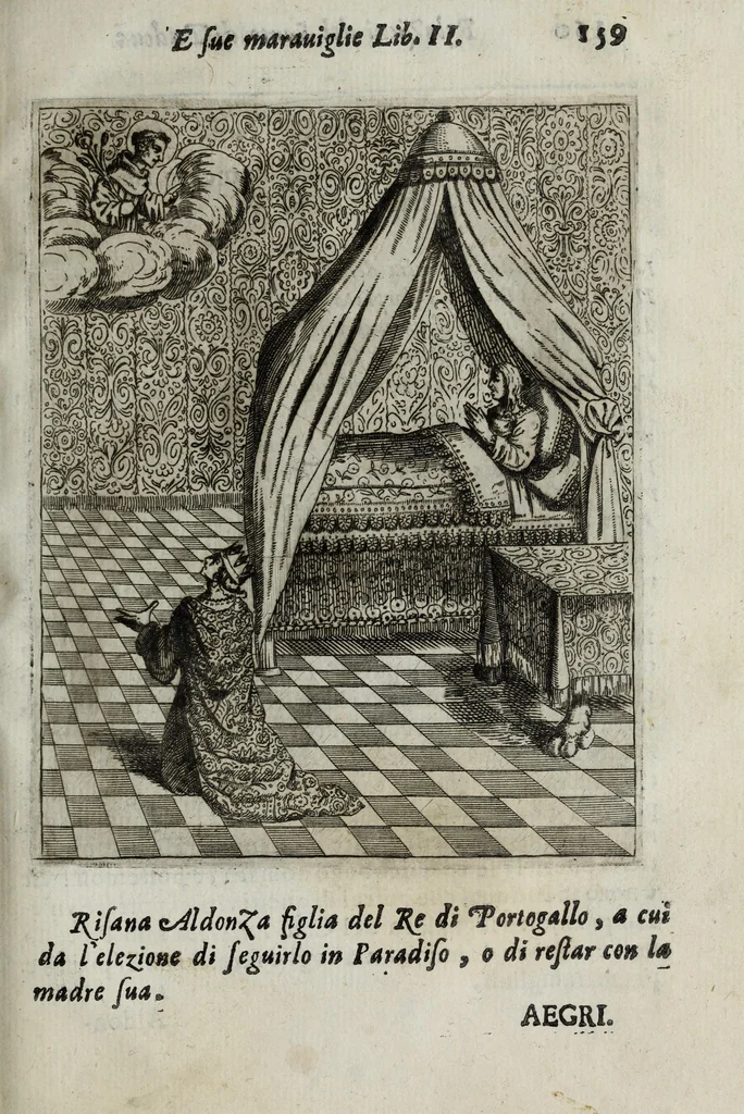 An illustration from Relazioni del gran santo di Padoua Antonio, e dell' alte sue marauiglie, così auanti come doppo morte, diuise in duo libri, 1654, leaf 185