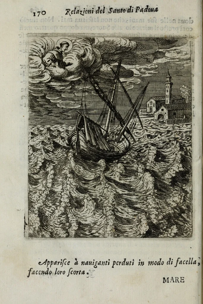 An illustration from Relazioni del gran santo di Padoua Antonio, e dell' alte sue marauiglie, così auanti come doppo morte, diuise in duo libri, 1654, leaf 196
