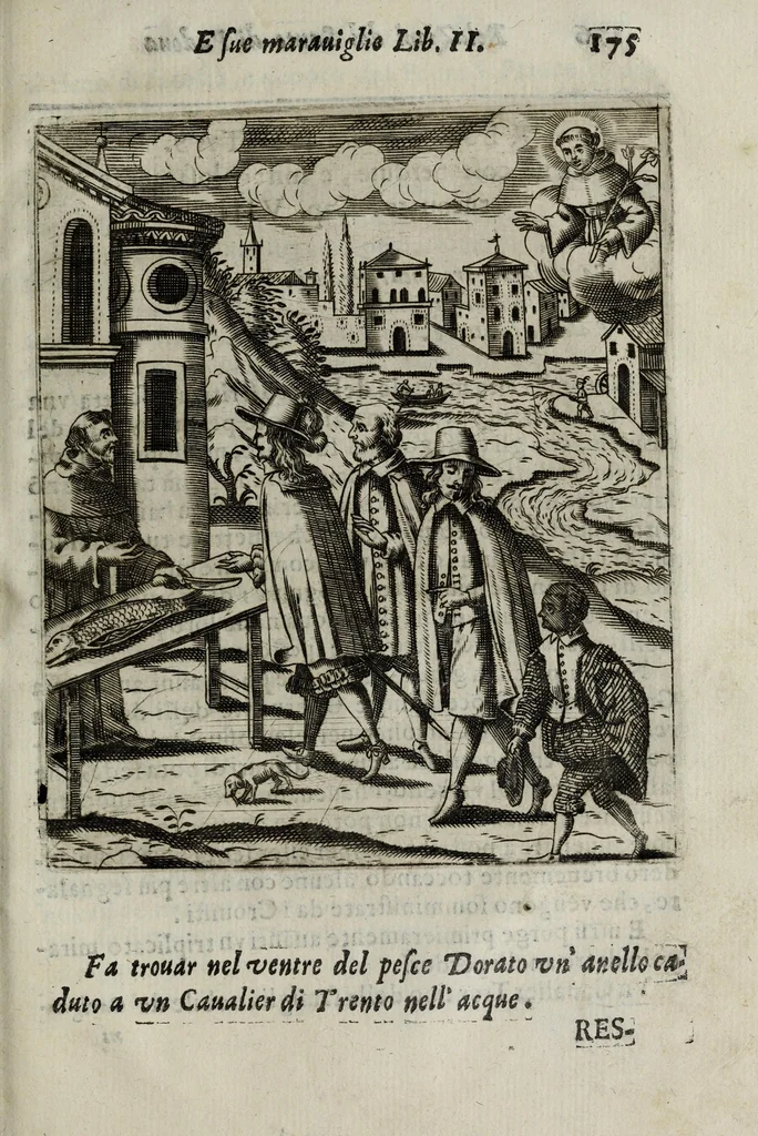 An illustration from Relazioni del gran santo di Padoua Antonio, e dell' alte sue marauiglie, così auanti come doppo morte, diuise in duo libri, 1654, leaf 201