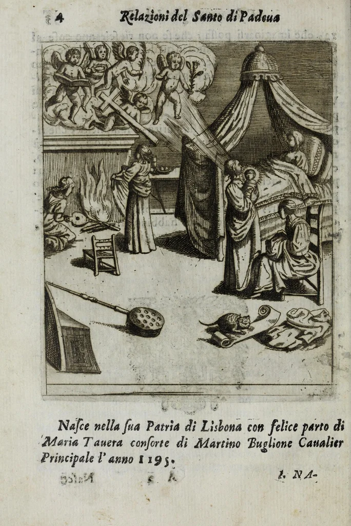 An illustration from Relazioni del gran santo di Padoua Antonio, e dell' alte sue marauiglie, così auanti come doppo morte, diuise in duo libri, 1654, leaf 30