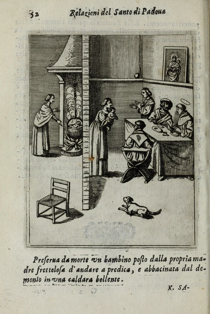 An illustration from Relazioni del gran santo di Padoua Antonio, e dell' alte sue marauiglie, così auanti come doppo morte, diuise in duo libri, 1654, leaf 78