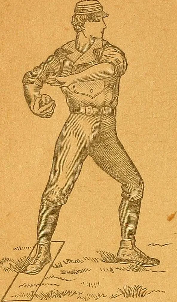 An illustration from The reliable book of outdoor games. Containing official rules for playing base ball, foot ball, cricket, lacrosse, tennis, croquet, etc, 1893, leaf 11