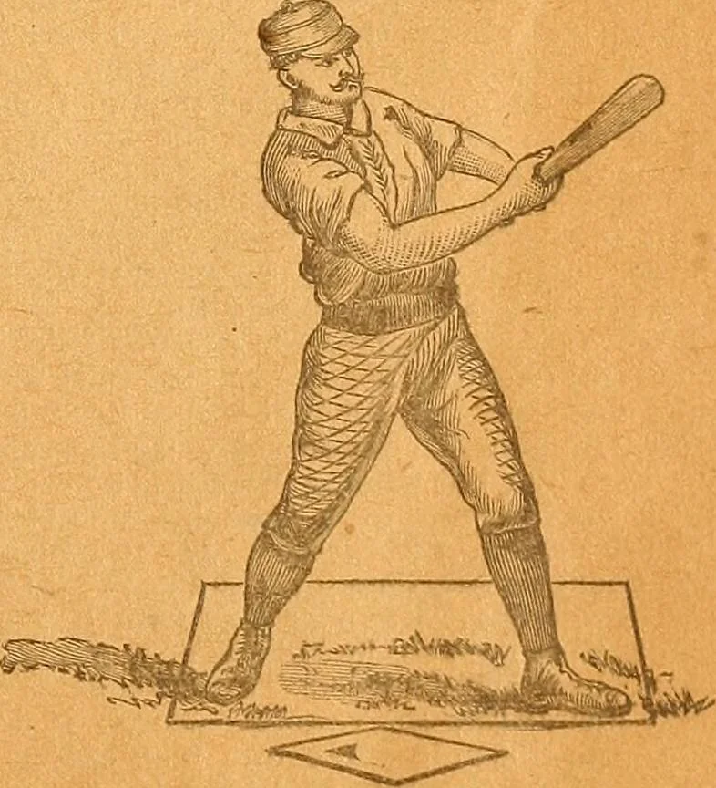 An illustration from The reliable book of outdoor games. Containing official rules for playing base ball, foot ball, cricket, lacrosse, tennis, croquet, etc, 1893, leaf 12