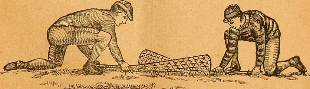 An illustration from The reliable book of outdoor games. Containing official rules for playing base ball, foot ball, cricket, lacrosse, tennis, croquet, etc, 1893, leaf 30