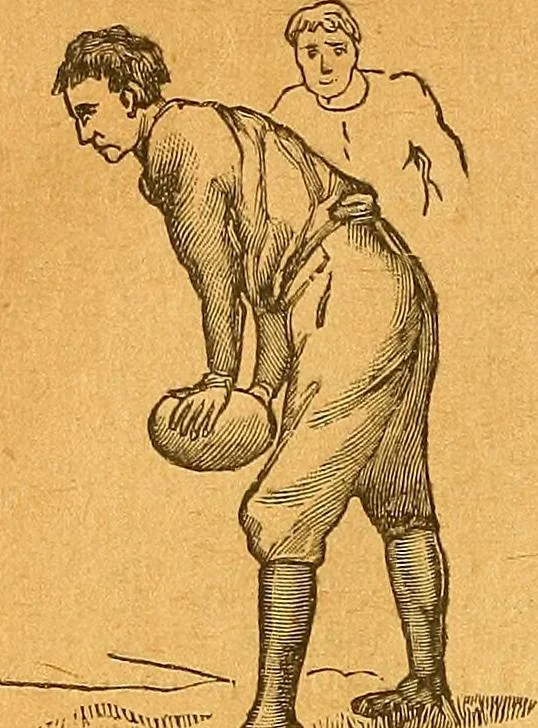 An illustration from The reliable book of outdoor games. Containing official rules for playing base ball, foot ball, cricket, lacrosse, tennis, croquet, etc, 1893, leaf 35