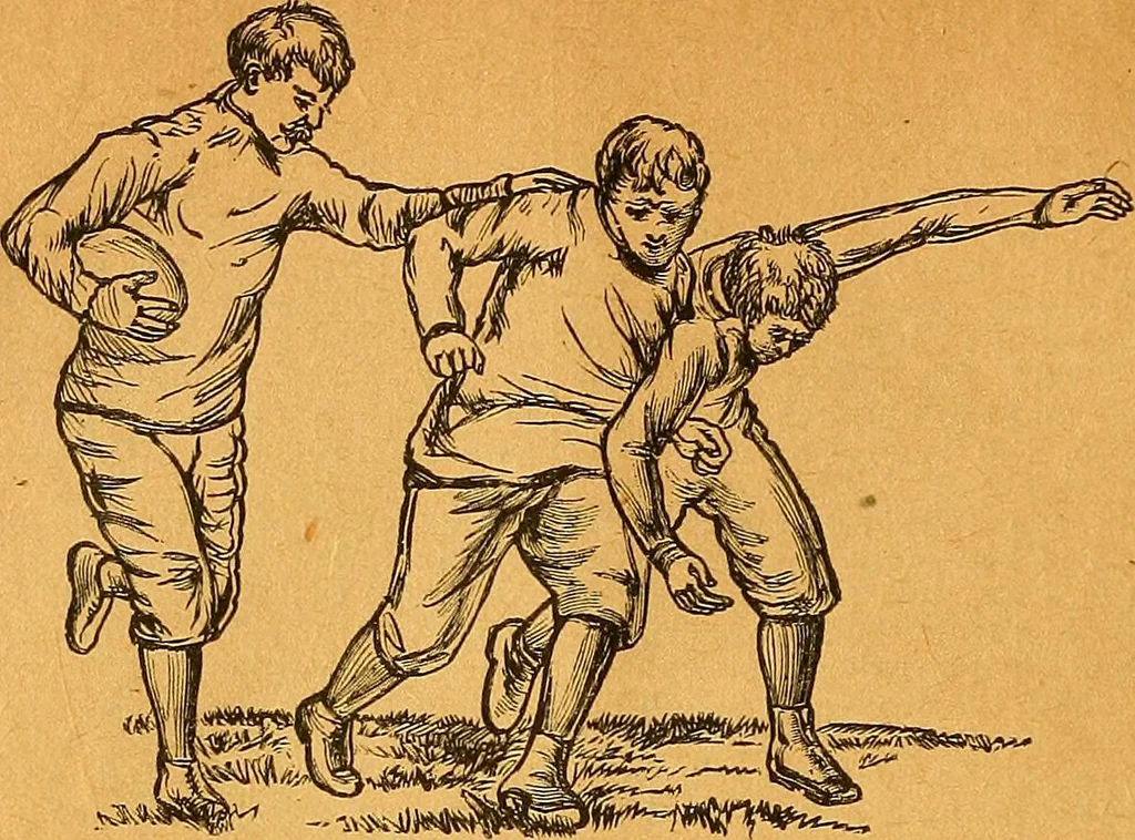 An illustration from The reliable book of outdoor games. Containing official rules for playing base ball, foot ball, cricket, lacrosse, tennis, croquet, etc, 1893, leaf 37