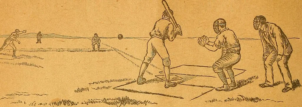 An illustration from The reliable book of outdoor games. Containing official rules for playing base ball, foot ball, cricket, lacrosse, tennis, croquet, etc, 1893, leaf 7