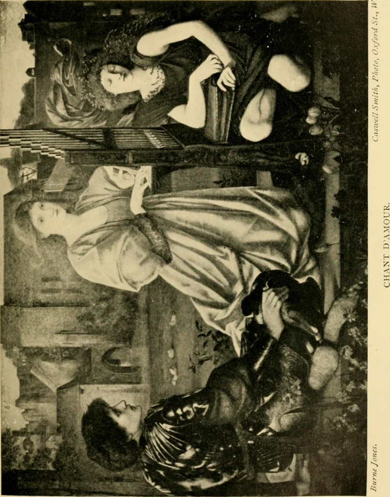 An illustration from Religion in recent art : expository lectures on Rossetti, Burne Jones, Watts, Holman Hunt and Wagner, 1905, leaf 98