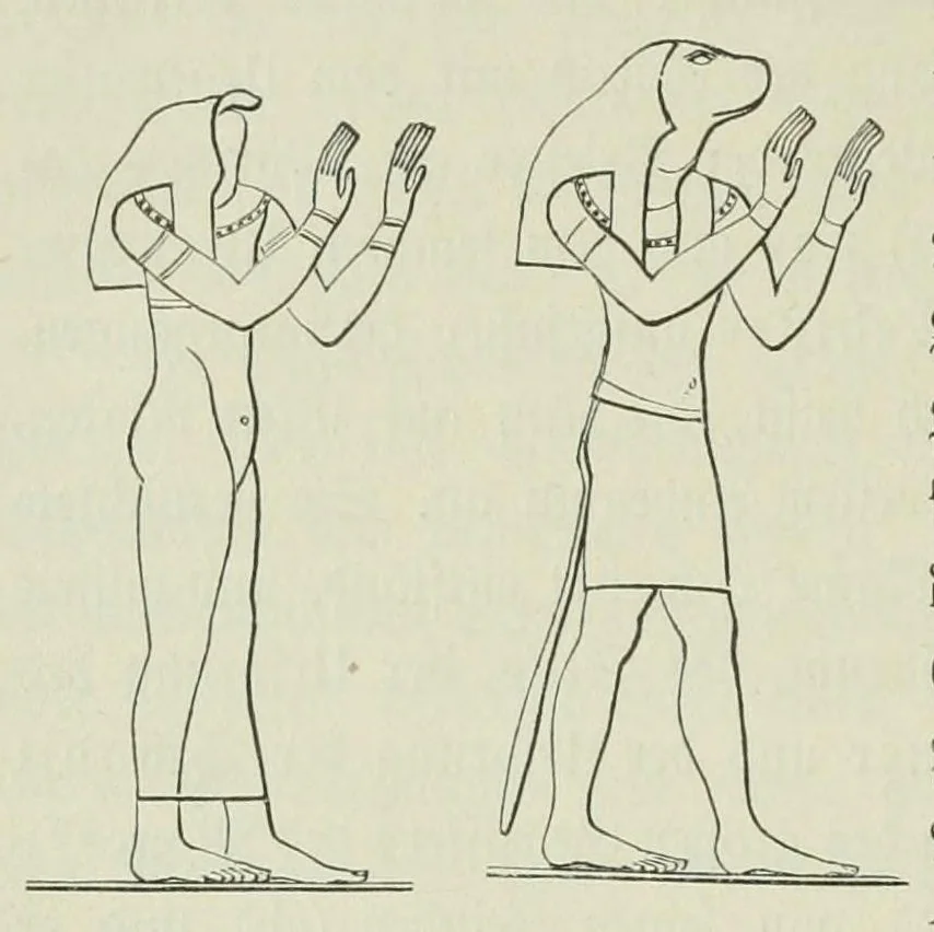 An illustration from Religion und Mythologie der alten Aegypter : nach den Denkmälern, 1890, leaf 188