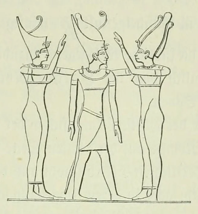 An illustration from Religion und Mythologie der alten Aegypter : nach den Denkmälern, 1890, leaf 355