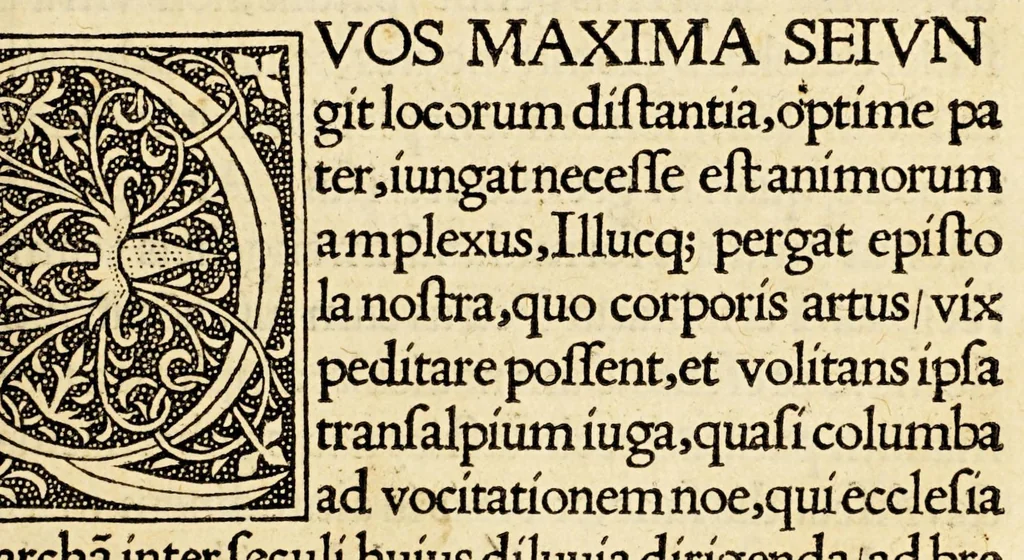 An illustration from Religiosissimi viri fratris Ioannis Raulin artium, et theologi[a]e professoris scientissimi Epistolarum grauissimis sententiis, vtilioribus consiliis, ac eruditione non minima refertissimarum, illustrium viroru[m] titulis splendicantiu[m] opus eximiu[m]. : Relligio, probitas, diuina scientia clarum hunc secere virum, comprobat istud opus, 1522, leaf 21