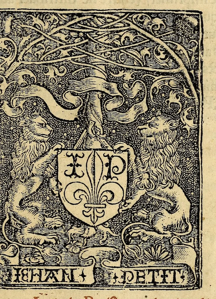 An illustration from Religiosissimi viri fratris Ioannis Raulin artium, et theologi[a]e professoris scientissimi Epistolarum grauissimis sententiis, vtilioribus consiliis, ac eruditione non minima refertissimarum, illustrium viroru[m] titulis splendicantiu[m] opus eximiu[m]. : Relligio, probitas, diuina scientia clarum hunc secere virum, comprobat istud opus, 1522, leaf 9