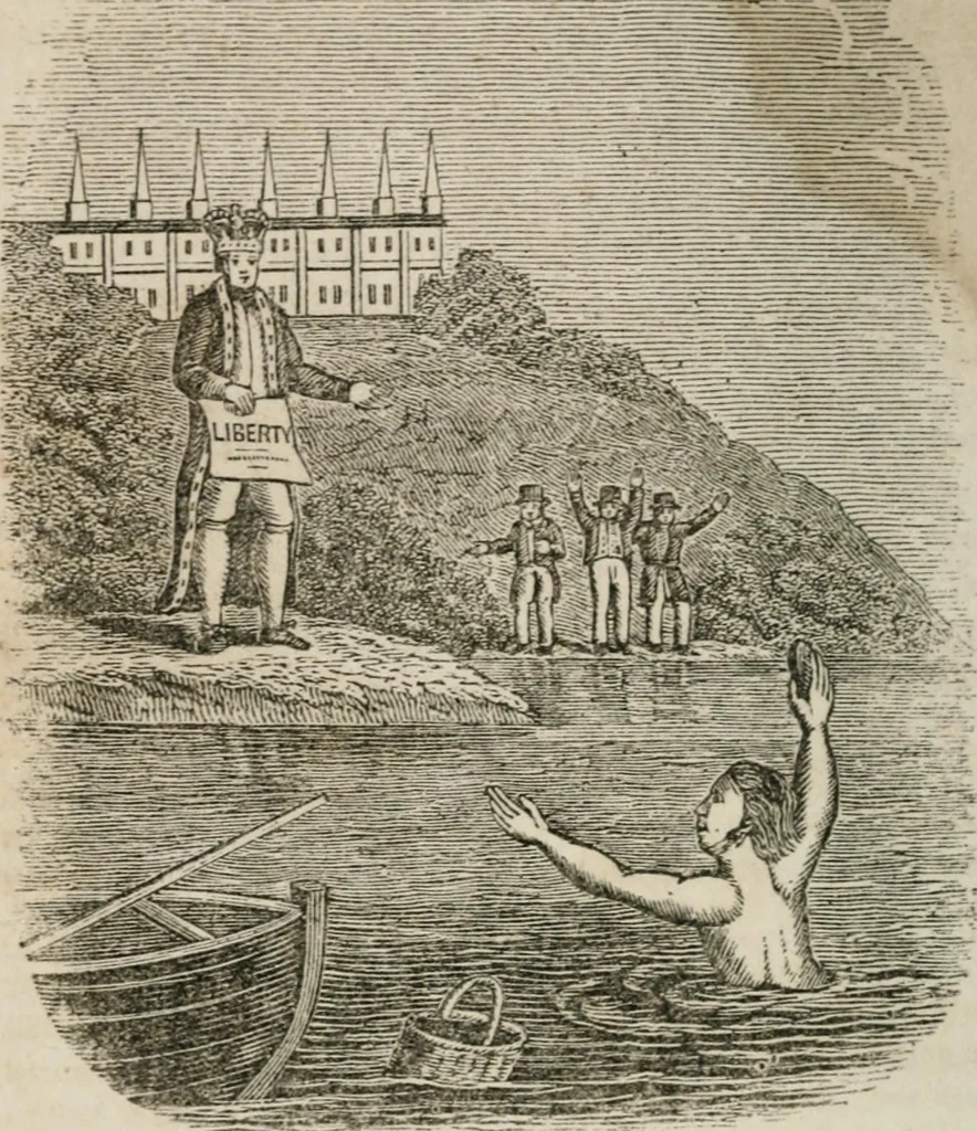 An illustration from Religious allegories : being a series of emblematic engravings, with written explanations, miscellaneous observations, and religious reflections, designed to illustrate divine truth, in accordance with the cardinal principles of Christianity ..., 1848, leaf 105