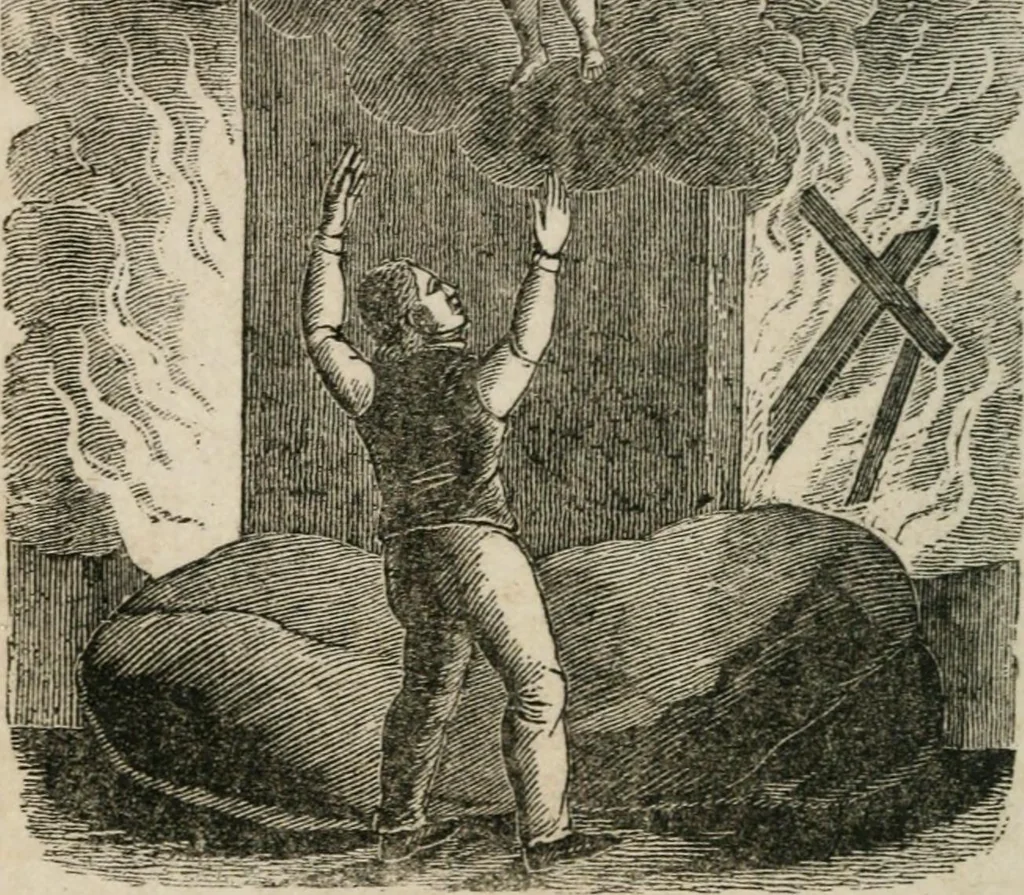 An illustration from Religious allegories : being a series of emblematic engravings, with written explanations, miscellaneous observations, and religious reflections, designed to illustrate divine truth, in accordance with the cardinal principles of Christianity ..., 1848, leaf 135