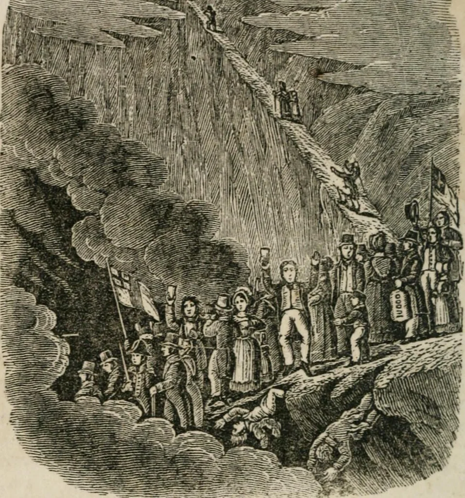 An illustration from Religious allegories : being a series of emblematic engravings, with written explanations, miscellaneous observations, and religious reflections, designed to illustrate divine truth, in accordance with the cardinal principles of Christianity ..., 1848, leaf 141