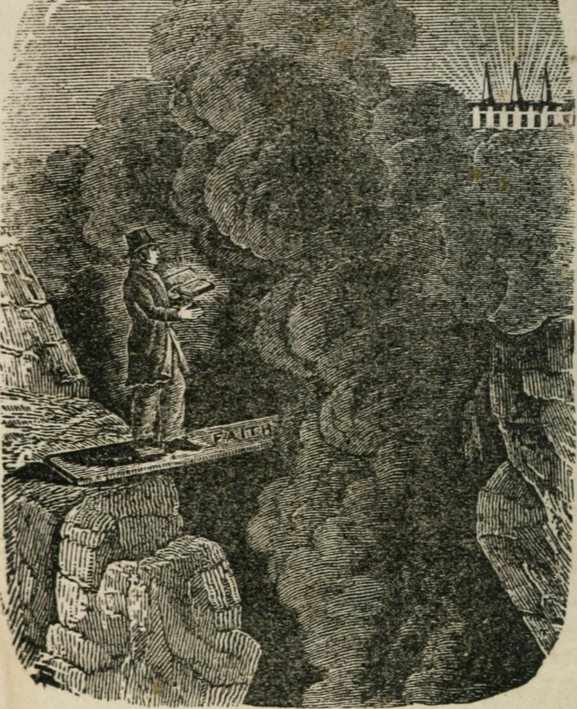 An illustration from Religious allegories : being a series of emblematic engravings, with written explanations, miscellaneous observations, and religious reflections, designed to illustrate divine truth, in accordance with the cardinal principles of Christianity ..., 1848, leaf 15