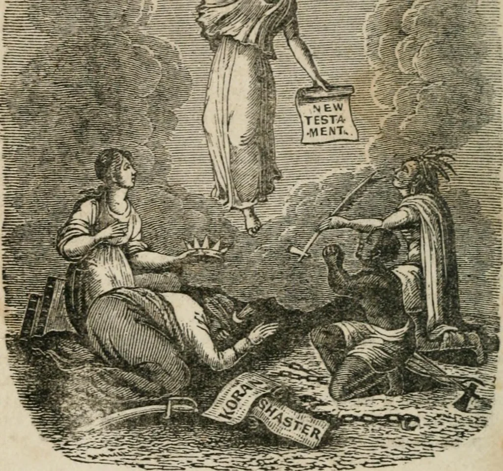 An illustration from Religious allegories : being a series of emblematic engravings, with written explanations, miscellaneous observations, and religious reflections, designed to illustrate divine truth, in accordance with the cardinal principles of Christianity ..., 1848, leaf 159