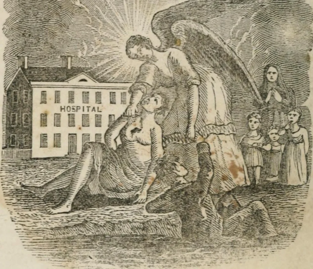 An illustration from Religious allegories : being a series of emblematic engravings, with written explanations, miscellaneous observations, and religious reflections, designed to illustrate divine truth, in accordance with the cardinal principles of Christianity ..., 1848, leaf 27