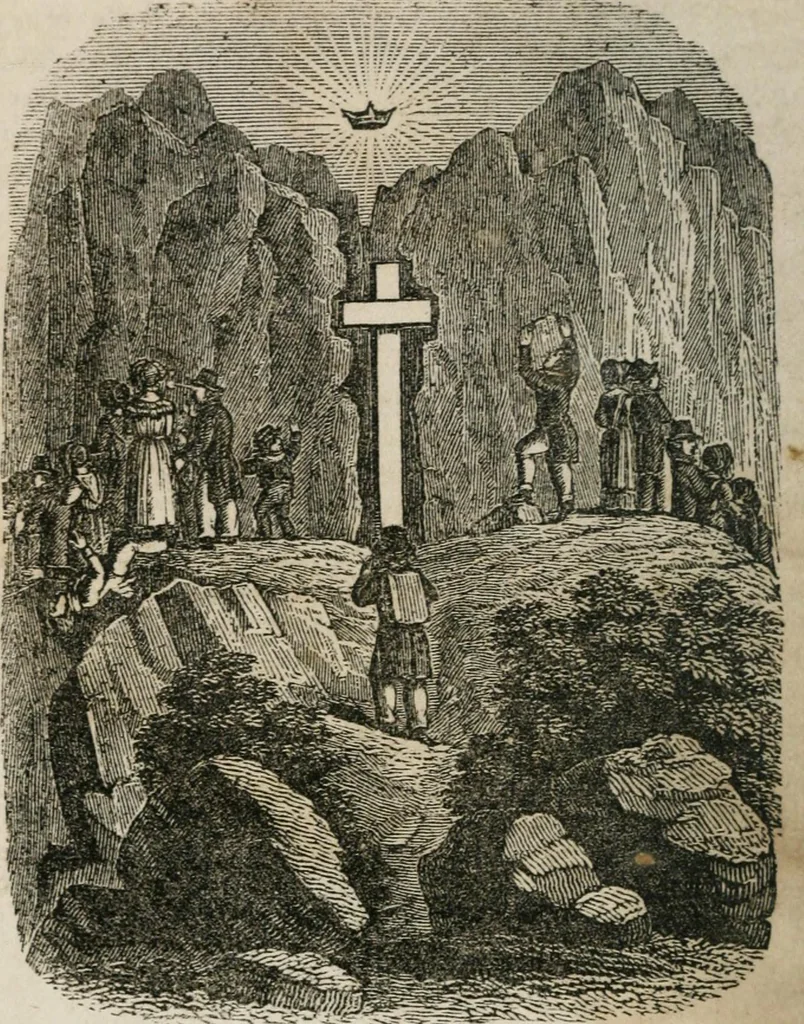 An illustration from Religious allegories : being a series of emblematic engravings, with written explanations, miscellaneous observations, and religious reflections, designed to illustrate divine truth, in accordance with the cardinal principles of Christianity ..., 1848, leaf 45