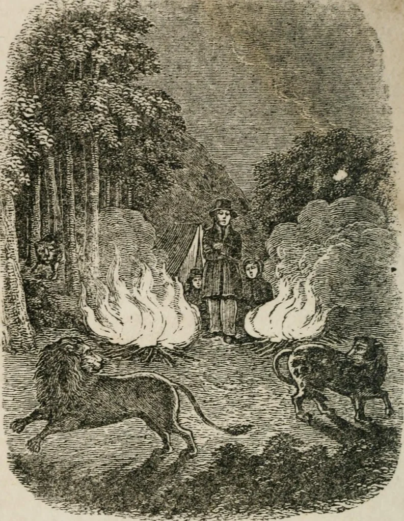 An illustration from Religious allegories : being a series of emblematic engravings, with written explanations, miscellaneous observations, and religious reflections, designed to illustrate divine truth, in accordance with the cardinal principles of Christianity ..., 1848, leaf 99