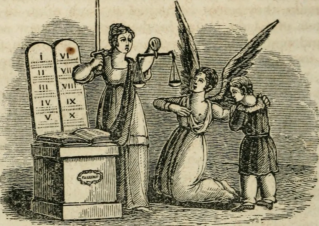 An illustration from Religious allegories : being a series of emblematic engravings, with written explanations, miscellaneous observations, and religious reflections, designed to illustrate divine truth, in accordance with the cardinal principles of Christianity, 1848, leaf 101