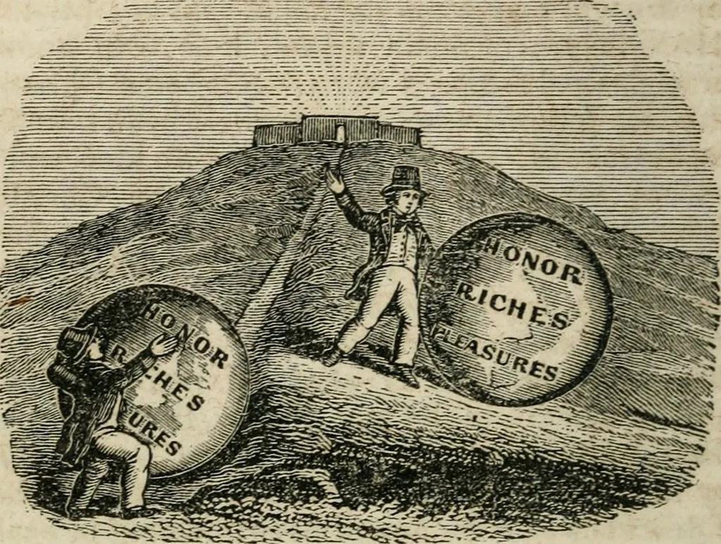 An illustration from Religious allegories : being a series of emblematic engravings, with written explanations, miscellaneous observations, and religious reflections, designed to illustrate divine truth, in accordance with the cardinal principles of Christianity, 1848, leaf 131