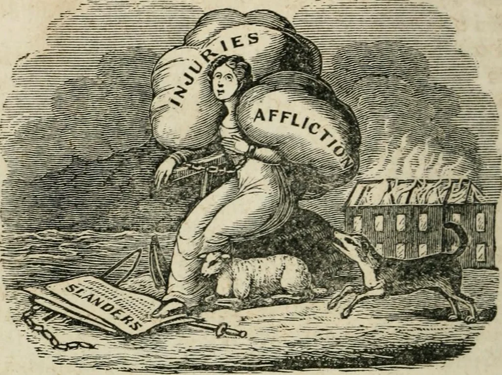 An illustration from Religious allegories : being a series of emblematic engravings, with written explanations, miscellaneous observations, and religious reflections, designed to illustrate divine truth, in accordance with the cardinal principles of Christianity, 1848, leaf 149
