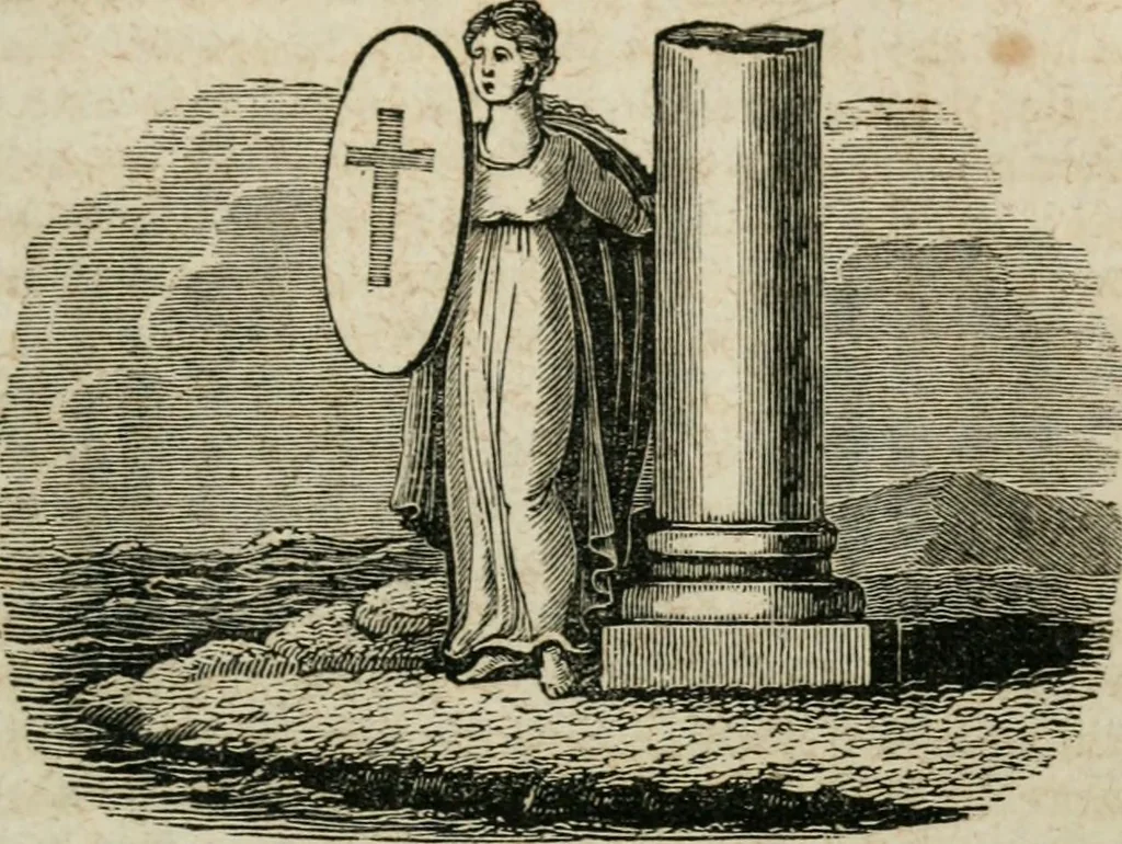 An illustration from Religious allegories : being a series of emblematic engravings, with written explanations, miscellaneous observations, and religious reflections, designed to illustrate divine truth, in accordance with the cardinal principles of Christianity, 1848, leaf 158