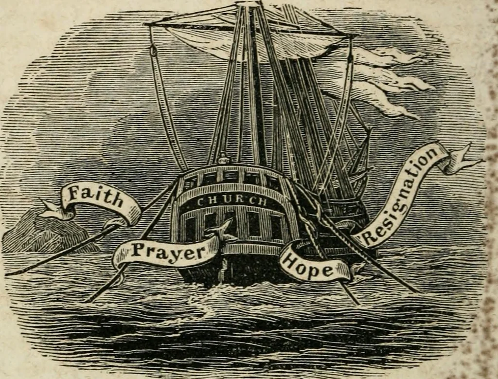 An illustration from Religious allegories : being a series of emblematic engravings, with written explanations, miscellaneous observations, and religious reflections, designed to illustrate divine truth, in accordance with the cardinal principles of Christianity, 1848, leaf 161