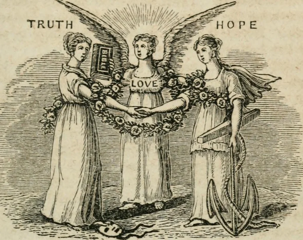 An illustration from Religious allegories : being a series of emblematic engravings, with written explanations, miscellaneous observations, and religious reflections, designed to illustrate divine truth, in accordance with the cardinal principles of Christianity, 1848, leaf 20