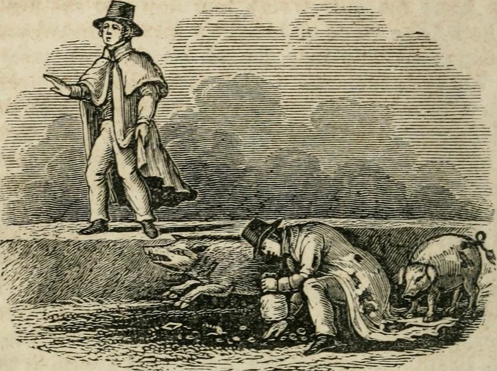 An illustration from Religious allegories : being a series of emblematic engravings, with written explanations, miscellaneous observations, and religious reflections, designed to illustrate divine truth, in accordance with the cardinal principles of Christianity, 1848, leaf 23