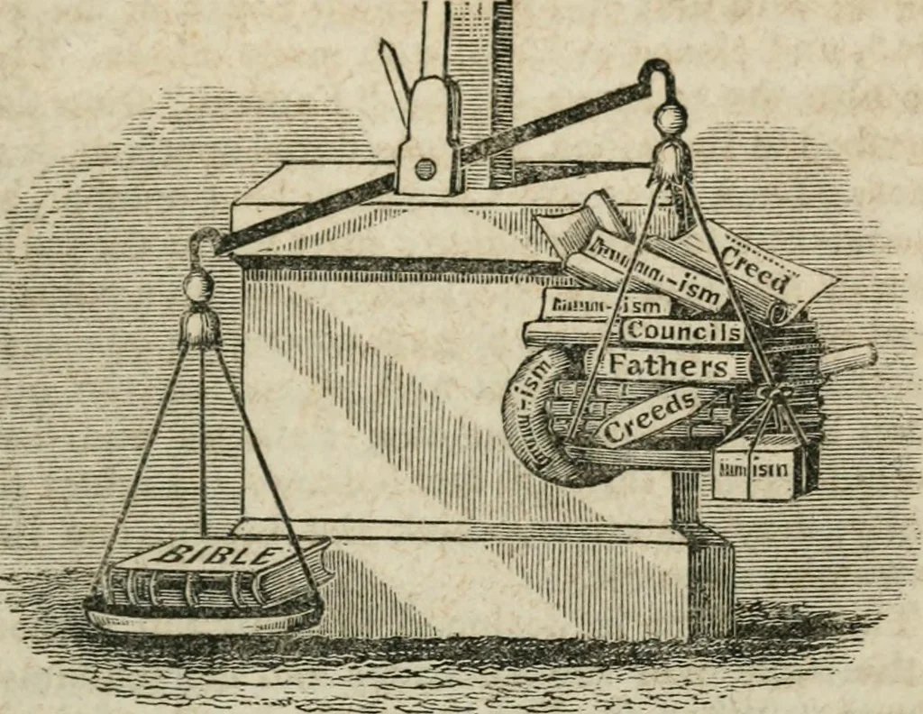 An illustration from Religious allegories : being a series of emblematic engravings, with written explanations, miscellaneous observations, and religious reflections, designed to illustrate divine truth, in accordance with the cardinal principles of Christianity, 1848, leaf 26