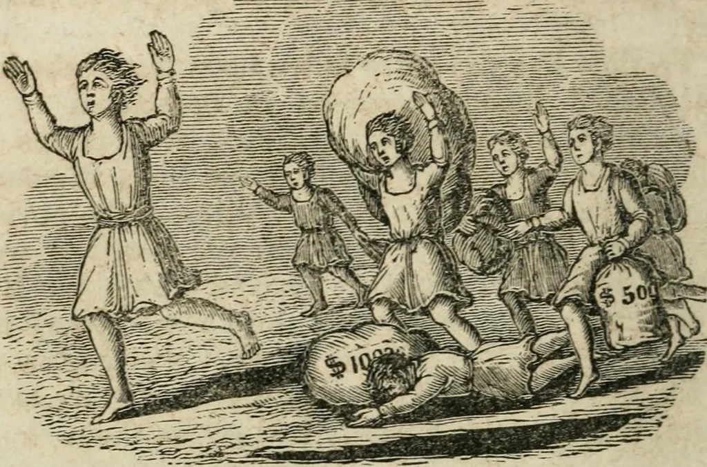 An illustration from Religious allegories : being a series of emblematic engravings, with written explanations, miscellaneous observations, and religious reflections, designed to illustrate divine truth, in accordance with the cardinal principles of Christianity, 1848, leaf 29