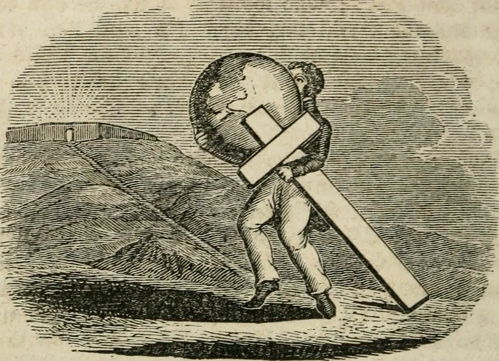 An illustration from Religious allegories : being a series of emblematic engravings, with written explanations, miscellaneous observations, and religious reflections, designed to illustrate divine truth, in accordance with the cardinal principles of Christianity, 1848, leaf 41