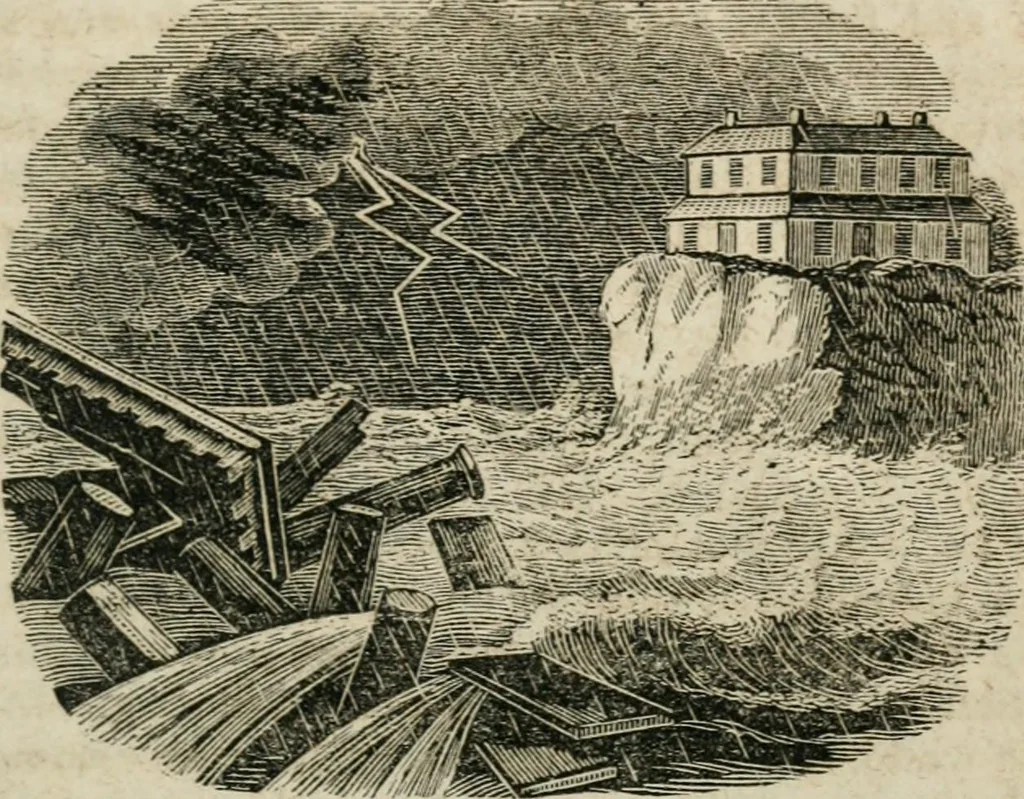 An illustration from Religious allegories : being a series of emblematic engravings, with written explanations, miscellaneous observations, and religious reflections, designed to illustrate divine truth, in accordance with the cardinal principles of Christianity, 1848, leaf 44