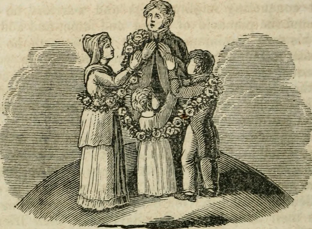 An illustration from Religious allegories : being a series of emblematic engravings, with written explanations, miscellaneous observations, and religious reflections, designed to illustrate divine truth, in accordance with the cardinal principles of Christianity, 1848, leaf 65