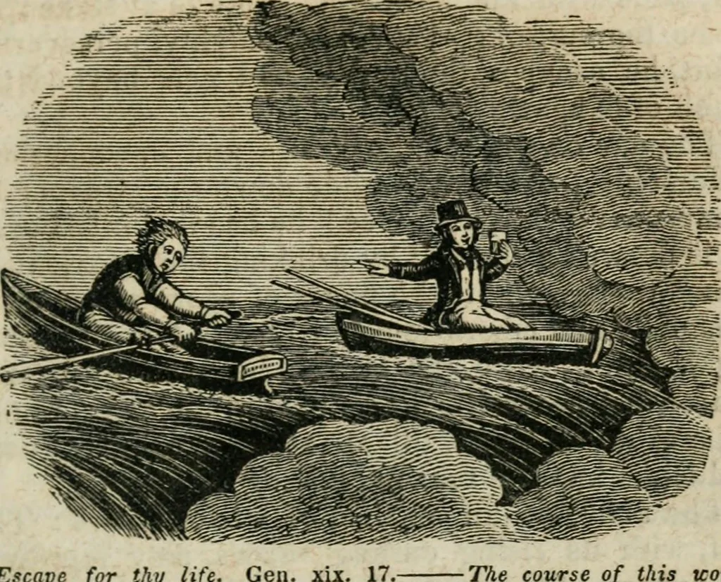 An illustration from Religious allegories : being a series of emblematic engravings, with written explanations, miscellaneous observations, and religious reflections, designed to illustrate divine truth, in accordance with the cardinal principles of Christianity, 1848, leaf 68