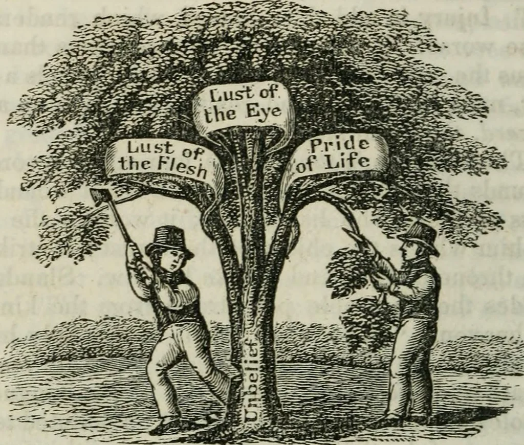An illustration from Religious emblems : being a series of emblematic engravings, with written explanations, miscellaneous observations and religious reflections, designed to illustrate divine truth, in accordance with the cardinal principles of Christianity ; Religious allegories : being a series of emblematic engravings, with written explanations, miscellaneous observations, and religious reflections, designed to illustrate divine truth, in accordance with the cardinal principles of Christianity, 1851, leaf 123