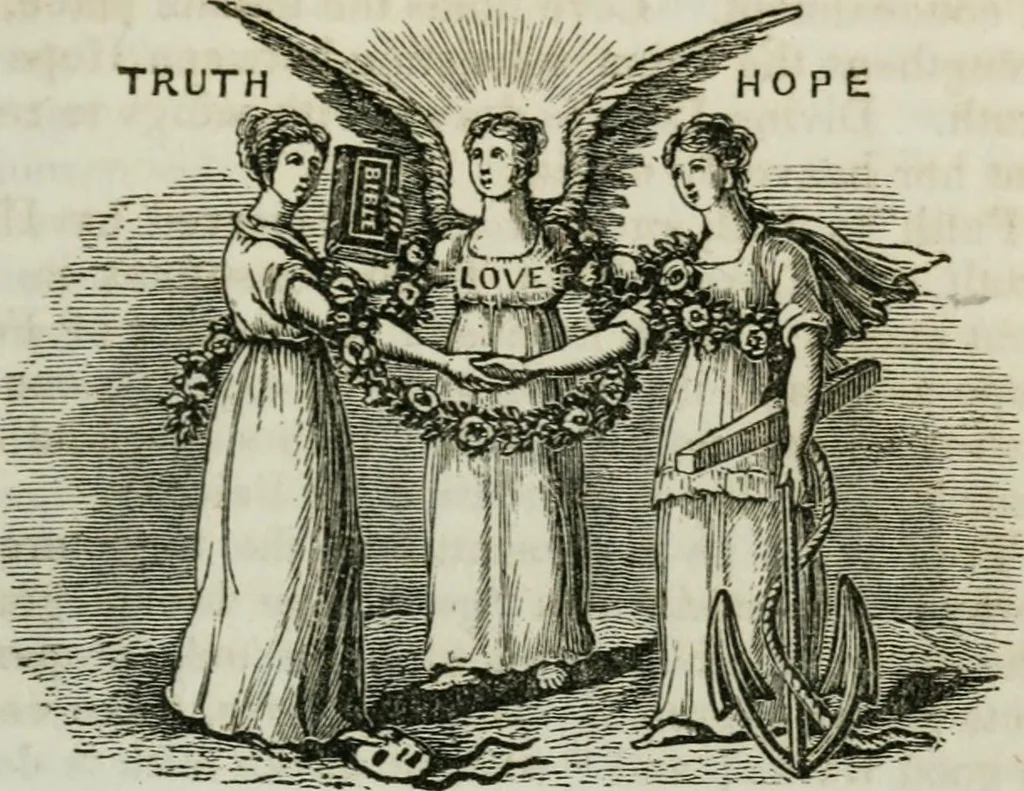 An illustration from Religious emblems : being a series of emblematic engravings, with written explanations, miscellaneous observations and religious reflections, designed to illustrate divine truth, in accordance with the cardinal principles of Christianity ; Religious allegories : being a series of emblematic engravings, with written explanations, miscellaneous observations, and religious reflections, designed to illustrate divine truth, in accordance with the cardinal principles of Christianity, 1851, leaf 24